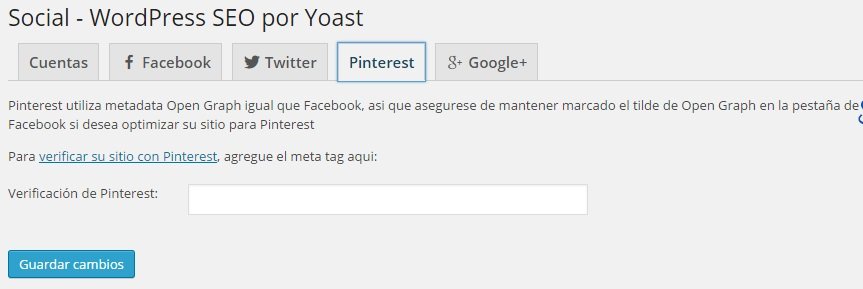 Wordpress SEO Yoast - Social Pinterest