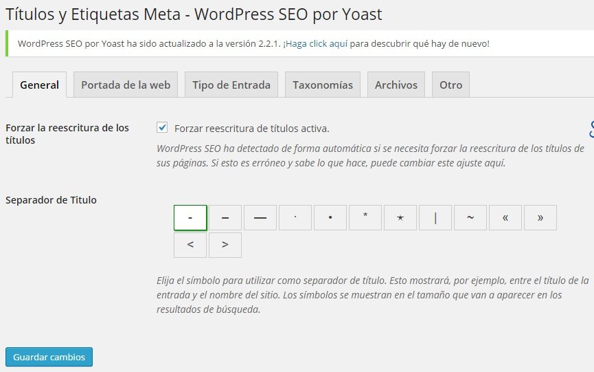 Wordpress SEO Yoast - Títulos y Etiquetas Meta General